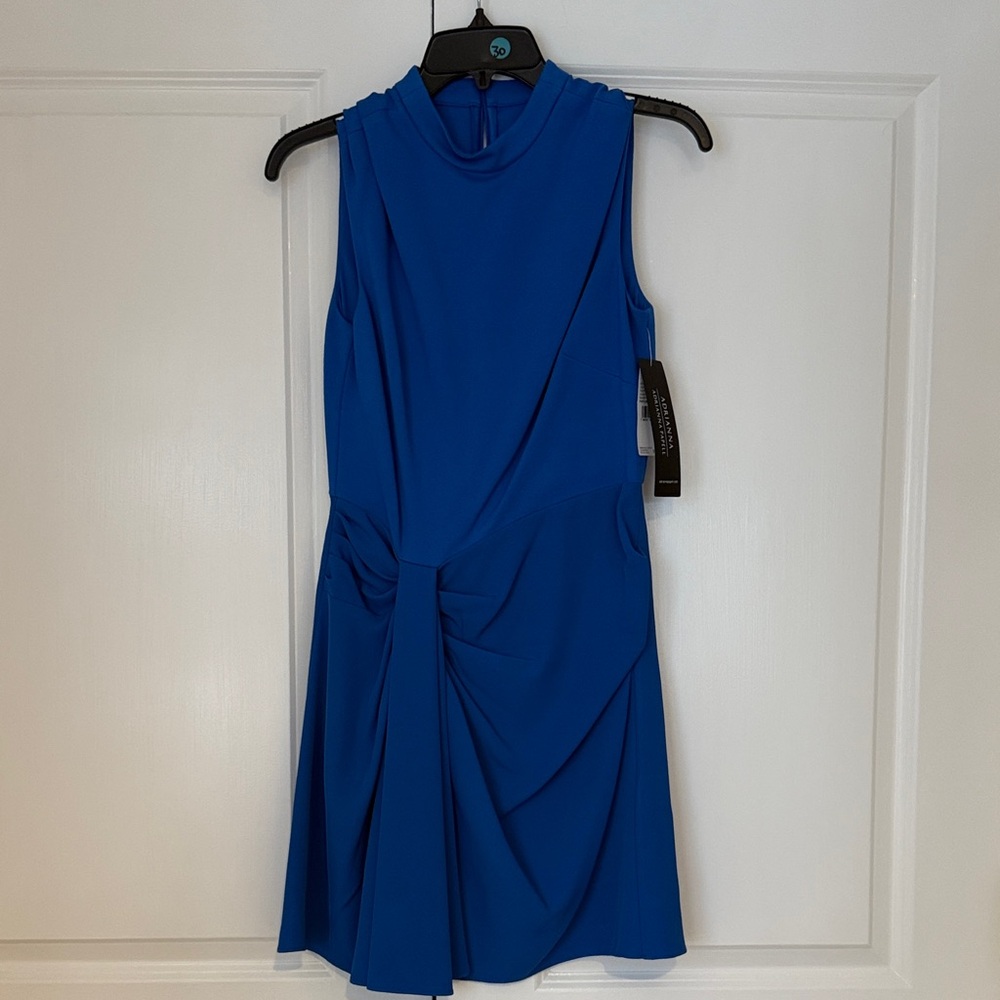 NWT Adrianna Papell Elegant Blue Draped Mini Dress